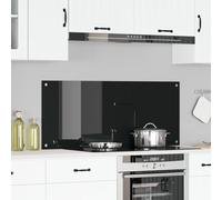 Carreaux De Cuisine Vidaxl Noir 120x50x0.6 Cm En Verre Trempé Noir