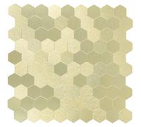 Carreaux de mosaïque adhésifs, carreaux muraux, hexagonaux, pour cuisine, lot de 6, couleur or