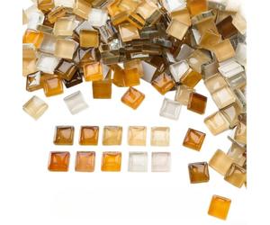Carreaux de mosaïque en verre cristal - 10 x 10 x 4 mm - Couleurs mélangées - Irisés - Pour bricolage - Pour décoration de salle de bain - Vase - Dessous de verre - Boîte à bijoux - Aimant de