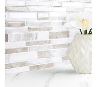Carreaux de sol adhésifs pour mur, 30x30 cm, 32 pièces, beige, aspect pierre en 3D