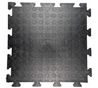 Carreaux de sol en PVC robuste emboîtables pour garage - 495 x 495 x 12 mm - Résistant à l'huile - Tapis en caoutchouc modulaire - Convient pour les voitures - Carrelage noir uni (495 x 495 x 12 mm)