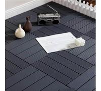 Carreaux de sol plate-forme verrouillage WPC | Lot de 10/20 multicolores 30,5 x 30,5 cm : for patio, porche, bord de piscine, passerelle.(Dark Grey,10pcs)