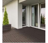 Carreaux de terrasse à clipser - 30x30 cm - 9 pièces - 0,81 m² - Marron - Système de clic - Fonction de drainage