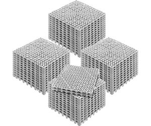 Carreaux emboîtables SucceBuy, lot de 50, gris. Dimensions : 30 x 30 cm. PVC souple. Antidérapants avec trous d'évacuation. Idéaux pour les toilettes, la salle de bains, la cuisine, la piscine et les 
