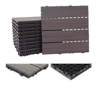Carreaux En Wpc, Hwc-E20, Aspect Bois,Pour Terrasse, Structure 3-D 11 Carreaux À 30x30 Cm = 1 M² Gris-Marron Gris