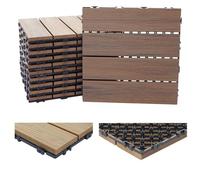 Carreaux En Wpc, Hwc-E20, Aspect Bois Pour Terrasse, Structure 3-D 11 Carreaux À 30x30 Cm = 1 M² Marron Marron