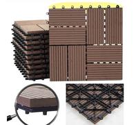 Carreaux En Wpc Rhone, Aspect Bois Pour Terrasse, 11 Carreaux À 30x30cm = 1m² Premium, Coffee Rectangulaire Marron