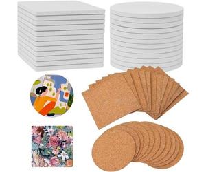 Carreaux muraux en céramique - Cales artisanales - Kit à monter soi-même - Avec amortisseurs en liège - 24 pièces 4x4 - Blanc