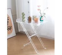 Carrée Table D'appoint Pliante En Acrylique, Table Camping Pliante Transparent, Table Balcon Conception Surround Rangement Pratique, Table Jardin Table D'appoint Extérieure pour Terrasse Sur Cour