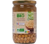CARREFOUR BIO Pois chiches français en bocal verre 680 g - Agriculture Biologique - Nutri-Score A - Ingrédients simples et naturels - Lot de 3