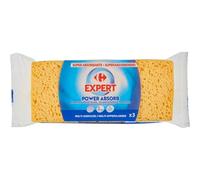 CARREFOUR EXPERT Éponges Végétales Super Absorbantes - Lot de 3 éponges multi-surfaces aux fibres naturelles pour un nettoyage efficace et doux - Lot de 4