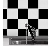 Carrelage Adhésif 10x10 Noir Blanc Credence Adhesive pour Cuisine Brique,10 Pcs Stickers Muraux Salle de Bains Cuisine Carrelage Adhesif Mural avec Motifs de Carrelage Dalle Pvc Adhesive Murale