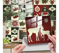 Carrelage Adhésif 15x15 Joyeux Noël Credence Adhesive pour Cuisine Brique,20 Pcs Stickers Muraux Salle de Bains Cuisine Carrelage Adhesif Mural avec Motifs de Carrelage Dalle Pvc Adhesive Murale