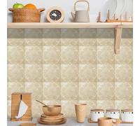 Carrelage Adhesif Mural Cuisine Fleur De Marbre Jaune Credence Adhesive Salle de Bain Carreaux Adhesif Cuisine Imperméable PVC Stickers Carrelage pour Meubles Armoire 15x15 cm/10 pièces