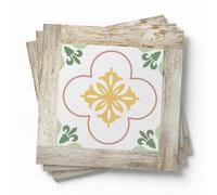Carrelage Adhesif Mural Cuisine Maroc Vert Jaune Credence Adhesive Salle de Bain Imperméable Carreaux Adhesif Cuisine Décoratif Dalles Adhesives Murales 30x30 cm/ 5 pcs