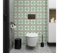 Carrelage Adhesif Mural Cuisine Modèle Vert Rétro Credence Adhesive Salle de Bain Imperméable Carreaux Adhesif Cuisine Décoratif Dalles Adhesives Murales 30x30 cm/ 5 pcs