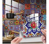 Carrelage adhésif - Vintage - 20x20cm - PVC - Lot de 24 autocollants - Étanche
