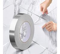 Carrelage Autocollante Ruban Adhésif Décoratif,Étanche Joint Ligne Bande,pour Sols, Murs, Plafonds,Portes et Fenêtres,Home Déco (1*(2cm*50m),Argent)