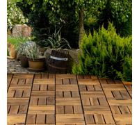Carrelage bois acacia 30 x 30 carreaux clic clac Carrelage balcon terrasse Carrelage bois terrasse système clic extérieur, résistant aux intempéries, antidérapant, H 1,9 cm, lot de 20