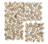 Carrelage de mosaïque (Boite de 1m²) - Plaque mosaïque mur et sol en marbre naturel coloris blanc/beige rosé- 33 x 33 cm