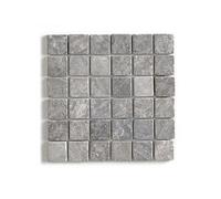 Carrelage de mosaïque/Plaque mosaïque mur et sol en marbre naturel, coloris gris mat - 30 x 30 cm - -