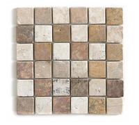 Carrelage de mosaïque-Plaque mosaïque mur et sol en marbre naturel multicolore - 30 x 30 cm