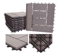 Carrelage De Sol Wpc Rhône + Bordure, Aspect Bois, 11x Chaque 30x30cm = 1m² Gris Offset Gris
