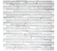 Carrelage Mosaïque - MOSANI - Blanc Translucide - Pierre Naturelle - Rectangulaire - Brillant