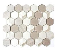 Carrelage Mosaïque - MOSANI - MOS11D-44 - Hexagonal - Translucide - Pierre 3D Gris Clair