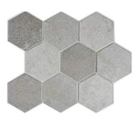 Carrelage Mosaïque - MOSANI - MOS11F-0204 - Céramique - Hexagonal - Gris Effet Ciment