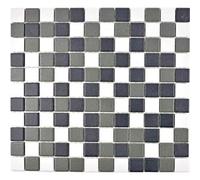 Carrelage Mosaïque - MOSANI - MOS18-2213-R10 - Noir Blanc Anthracite - Céramique - Mat