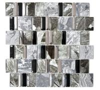 Carrelage Mosaïque - MOSANI - MOS88-0210 - Gris Noir - Verre Translucide - Multi-format