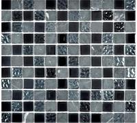 Carrelage mosaïque Transluzent gris noir verre cristal pierre gris noir MOS62-0302-GN