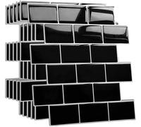 Carrelage mural adhésif - 3D - Noir - Auto-adhésif - Imperméable PVC 30,5x30,5 cm (5 pièces)
