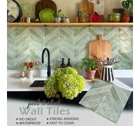 Carrelage mural auto-adhésif - 5/10/30 feuilles de 11,4" X 9" - Carrelage autocollant 3D à coller et à peler pour cuisine, salle de bain, carrelage mural imperméable et résistant à l'huile, stickers d