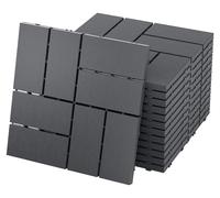 Carrelage pour balcon et terrasse - Revêtement de sol clipsable, modèle A - 11 pièces - 30 x 30 cm - 1 m² - Plastique PE - Antidérapant - Anthracite