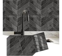 Carrelages adhésifs - Stickers muraux pour cuisine - Rénovation de salle de bain - Étanche et résistant aux huiles - 10 pièces - Noir