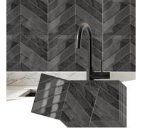 Carrelages adhésifs - Stickers muraux pour cuisine - Rénovation de salle de bain - Étanche et résistant aux huiles - 10 pièces - Noir