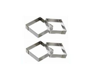 Carrés à Tartelette inox 8 x 8 x 2cm (lot de 4 )*
