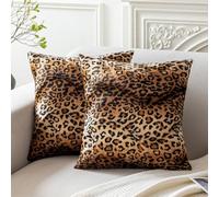 Carrie Home Lot de 2 Housses de Coussin décoratives en Fausse Fourrure à imprimé léopard pour la Maison, Le canapé (40,6 x 40,6 cm)