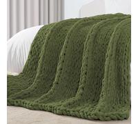 Carriediosa Couverture en Tricot épais 100% Fait à la Main en Fil Chenille Doux et Moelleux pour canapé, Sofa, lit, 127 x 152,4 cm, Vert Olive