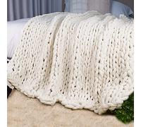 Carriediosa Couverture épaisse en Chenille Douce et Moelleuse Faite à la Main pour canapé, lit et décoration d'intérieur (Blanc crème)