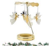 Carrousel à bougies - Bougeoir rotatif en acier inoxydable doré - Décoration élégante pour centre de table | Parfait pour salle à manger, chambre à coucher, salon, cuisine, bar, fête d'anniversaire