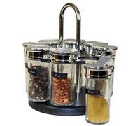 Paris Prix – Carrousel à épices Saveurs et Dégustation – 8 pots en verre tournant noir 19 cm