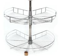 Carrousel de cuisine - Armoire d'angle Panier métallique - 2 niveaux - Rotation à 270° - Plateau tournant 71 cm - Fer - Argent