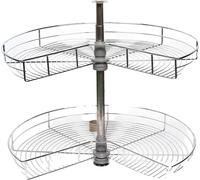 Carrousel tournant, rangement à 2 niveaux, structure en fer durable, argent