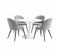 Carry ensemble pour salle à manger table Ø110cm 4 chaises velours gris.