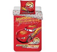 Cars Flash McQueen Housse de Couette 140x200 + Taie 60x63 Coton Disney | Parure de lit réversible 1 personne | Coton naturel respirant Oeko-Tex | Disney | Garçon 3-10 | Cadeau | Idée cadeau