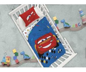 Cars Flash McQueen Housse de Couette Bébé 100x140 + Taie 40x60 Coton Rouge | Parure de lit bébé | Coton naturel doux respirant | Disney Pixar officiel | Garçon 0-3 | Lit à barreaux | Idée cadeau