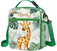 Cartables isothermes pour garçons et filles - girafe jaune - animal vert - grand sac de pique-nique portable - léger - porte-bouteille